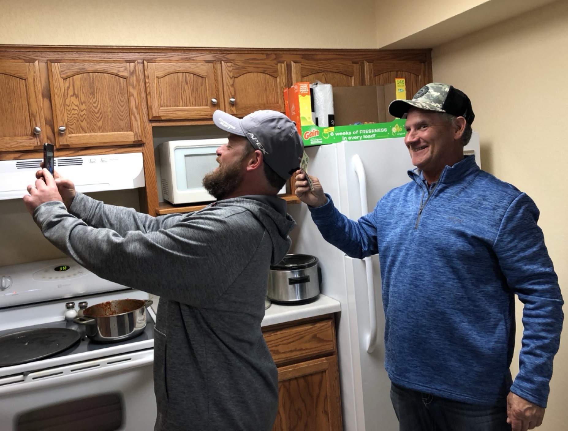 Bryan and Tom taking a post-win selfie